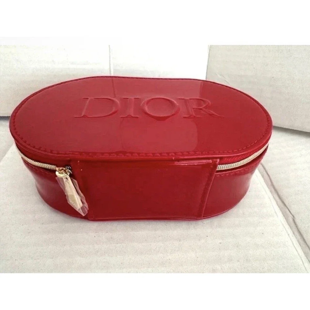 DIOR Beauté Red Patent Leather Cosmetic Bag Pouch w/ Handle 2025 GWP Gift - Picture 2 of 4
